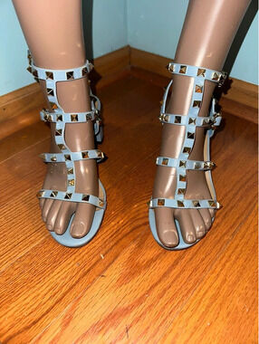 Kaitlyn Pan Studded Block Heel Open Toe Sandals 7.5